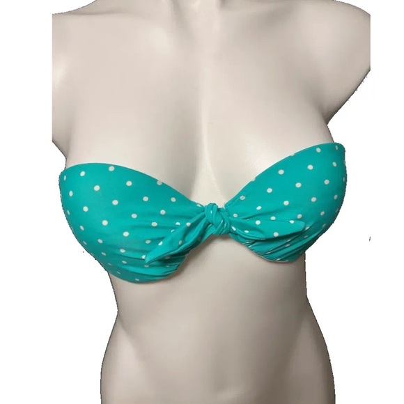 Target Xhileration turquoise polka dot strapless bikini top - Picture 2 of 8